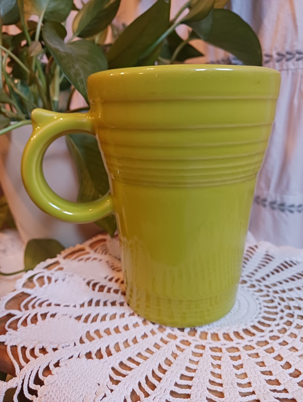 Vintage Fiestaware XL Latte Ring Handle Mug Homer Laughlin Lemongrass Color EUC